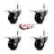 Service Caster 3'' Phenolic Swivel 7/16'' Grip Ring Stem Caster Set with Total Lock Brake, 4PK SCC-GRTTL20S314-PHR-716138-4 - alternate 2